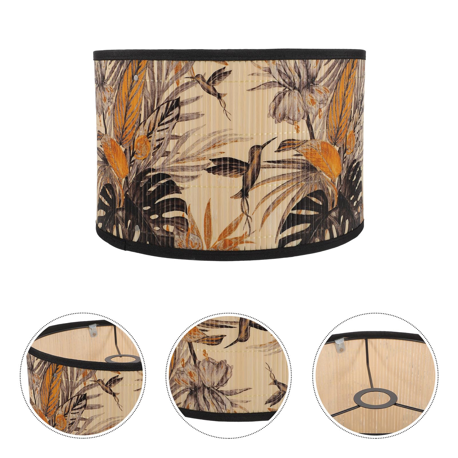 Paralume in Bambù Intrecciato per Lampada da Soffitto da 30 CM, Struttura a Ragno Clip su Tamburo, Stile Vintage, Accessori per Lampada Sospesa in Soggiorno