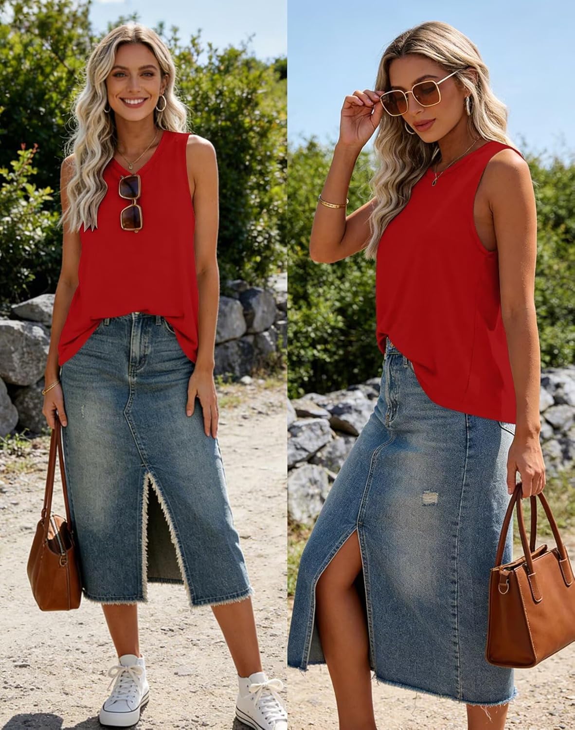 Bliwov Womens Summer Tank Tops Beach Vacation Casual Sleeveless Shirts Spring Fashion Outfits Workout Loose Fit Tees Blouses - Image 2