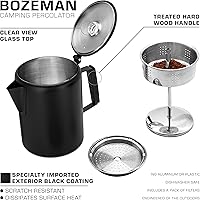 Vista 2 de COLETTI Bozeman Black Percolator Cafetera — Cafetera de Camping — El Percolador Más Elegante de Estados Unidos – SIN Aluminio o Plástico [12 tazas]