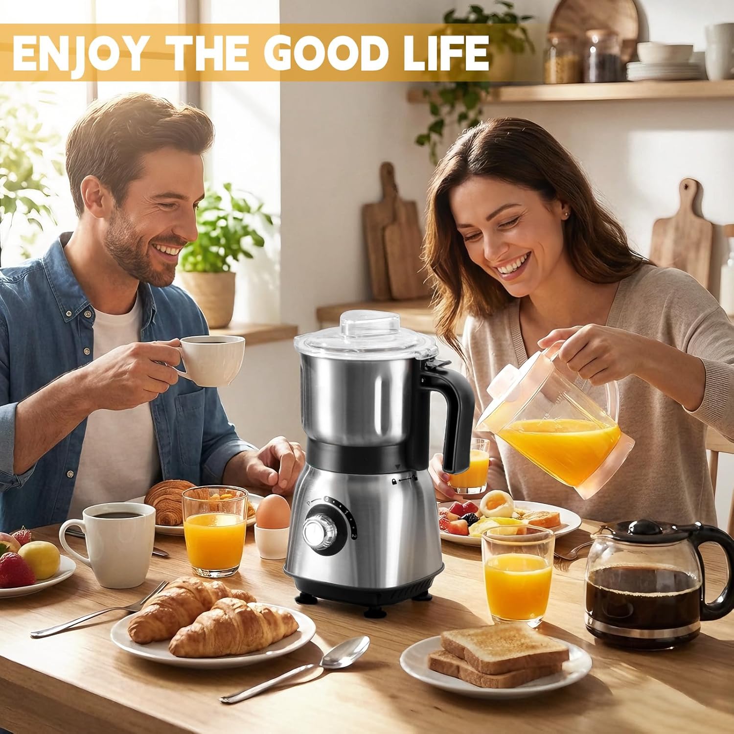 Mixer Grinder For Kitchen - Dry Grinding Cup For Grinding Spices, Nuts, Grains, And Coffee. Comes With A 750ml Fruit Juicer Cup. (Black+cup)