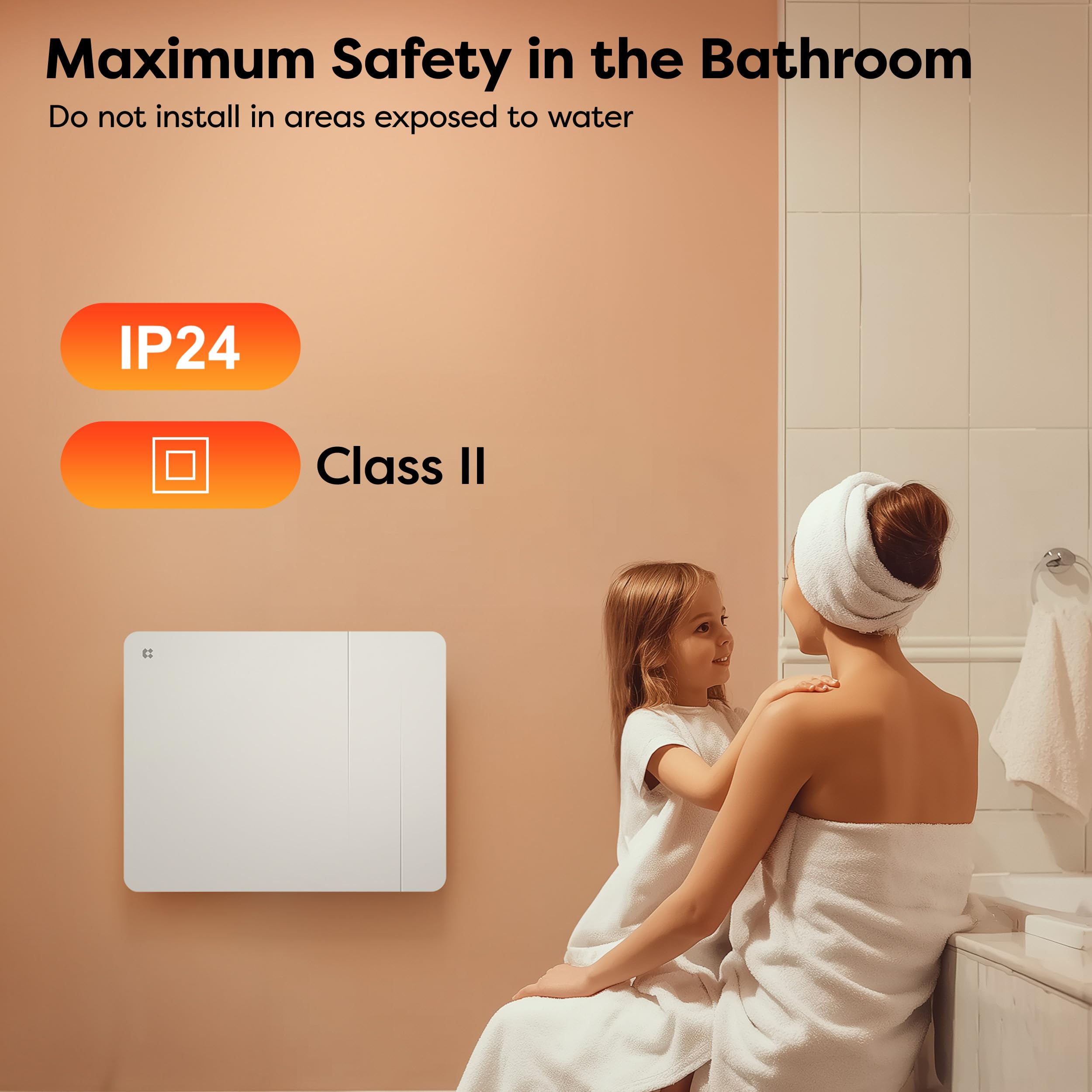 CIARRA Ceramiczny grzejnik bezwładnościowy i folia grzewcza 1000 W - podwójna technologia do małych pomieszczeń (10-15m²) - WiFi, programator, bezpieczeństwo dzieci - CBHTD10A-W