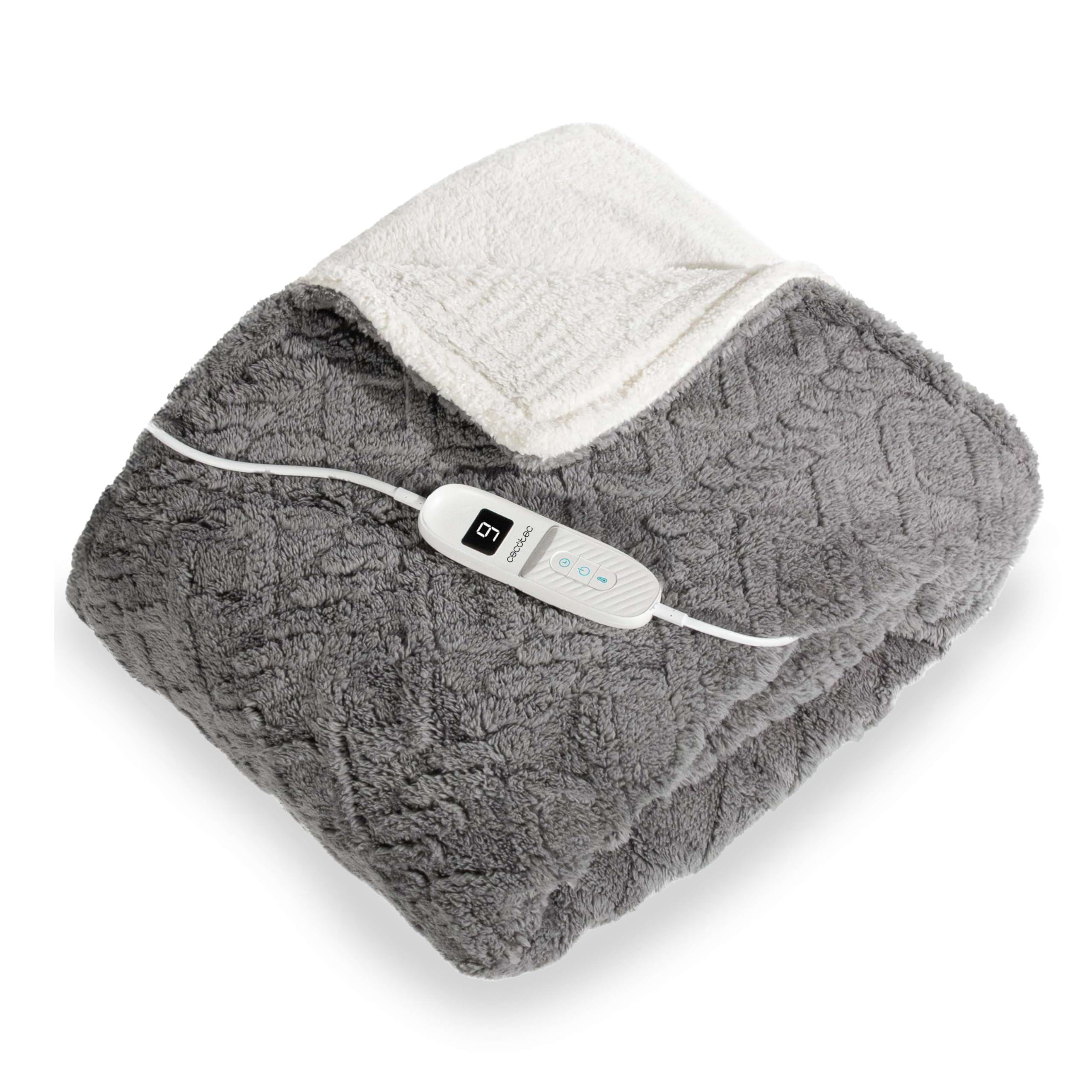 Cecotec Manta eléctrica HeatConfort ThermalBlanket Sherpa (160 x 130). Manta Térmica con Apagado Automático, 9 Niveles de Temperatura Ajustables y franela suave. Ideal para un calor cómodo.