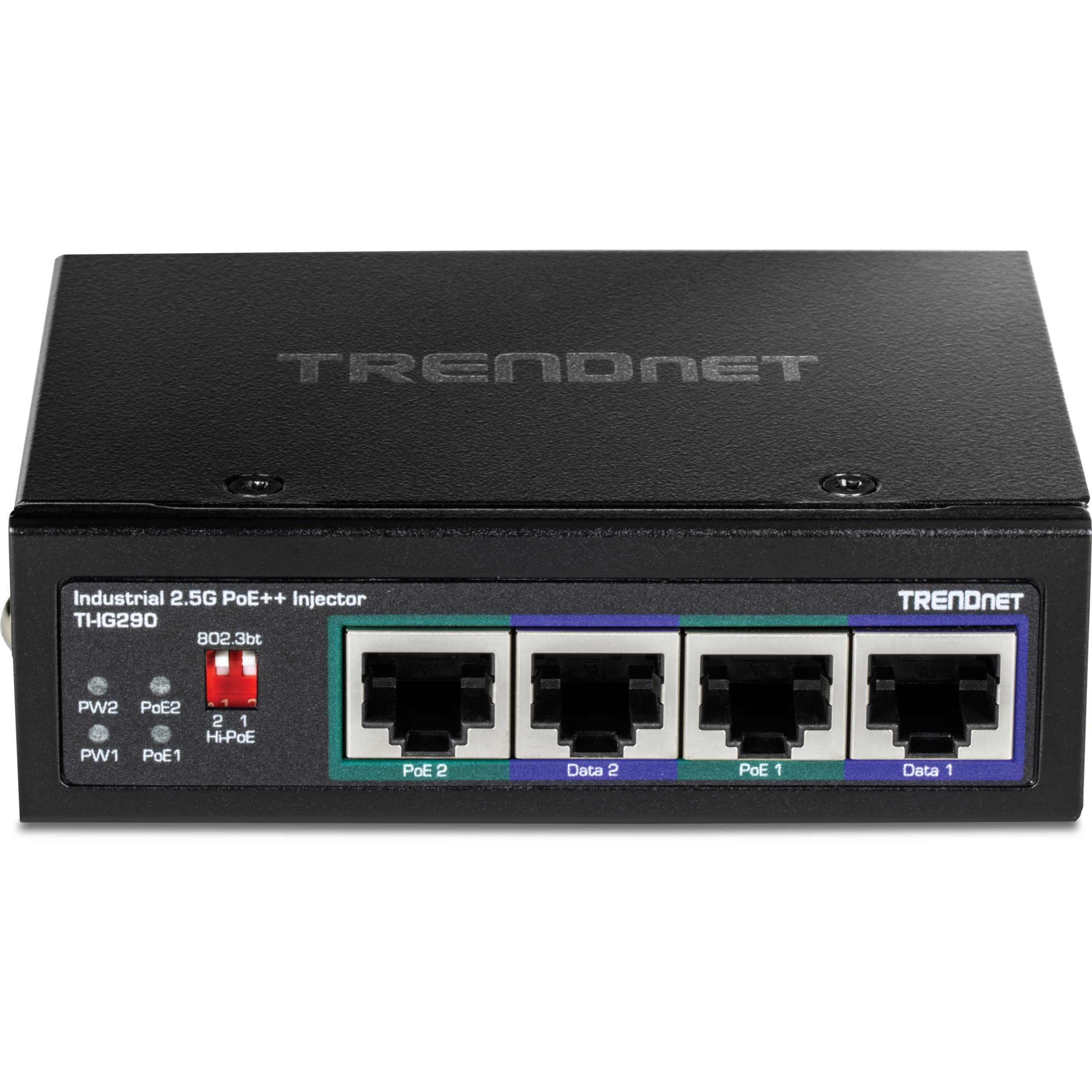 TRENDnet, TI-IG290, Injecteur PoE++ Industriel 2 Ports 2,5 G 95 W, Prend en Charge IEEE 802.3af PoE, IEEE 802.3at PoE+ et IEEE 802.3bt PoE++, Non Compatible avec Les appareils PoE passifs