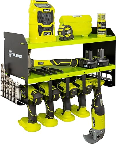 Miniatura 4 de Toolganize Organizador de herramientas eléctricas y soporte de pared de almacenamiento, soporte de taladro de metal resistente y organizador de