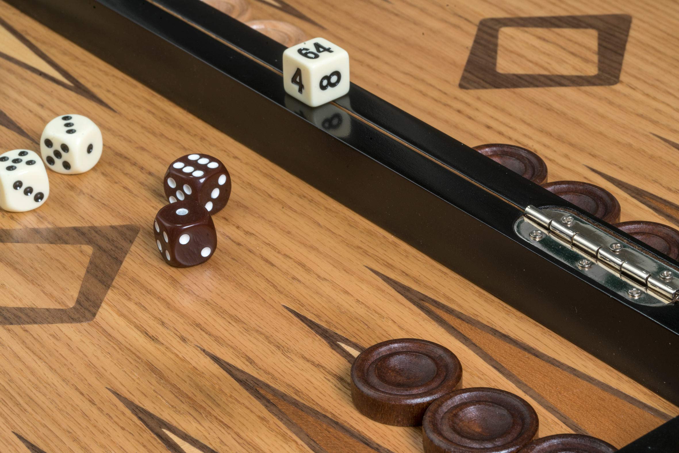Philos 2522 - zestaw szachowy dla kobiet w stylu backgammon, pole 43 mm, wysokość królewska 77 mm, wzór Staunton, naturalny i brązowy bejcowany, ważony, łącznie z klockami, kubkiem i kostką