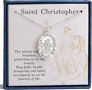 Saint Christopher/Michael/Jude/Joseph/Anthony Necklace for Women Girls Catholic Medal Pendant Jewelry 18+2 Inches