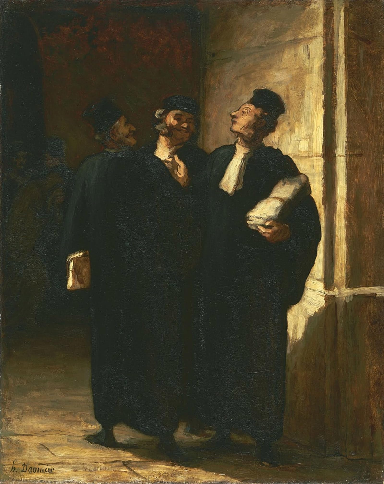 POSTERIIk Vintage Classic Picture Landscape Artwork Three Lawyers by Honoré Daumier Portrait Canvas Painting for Office Home Decor 60x90cm