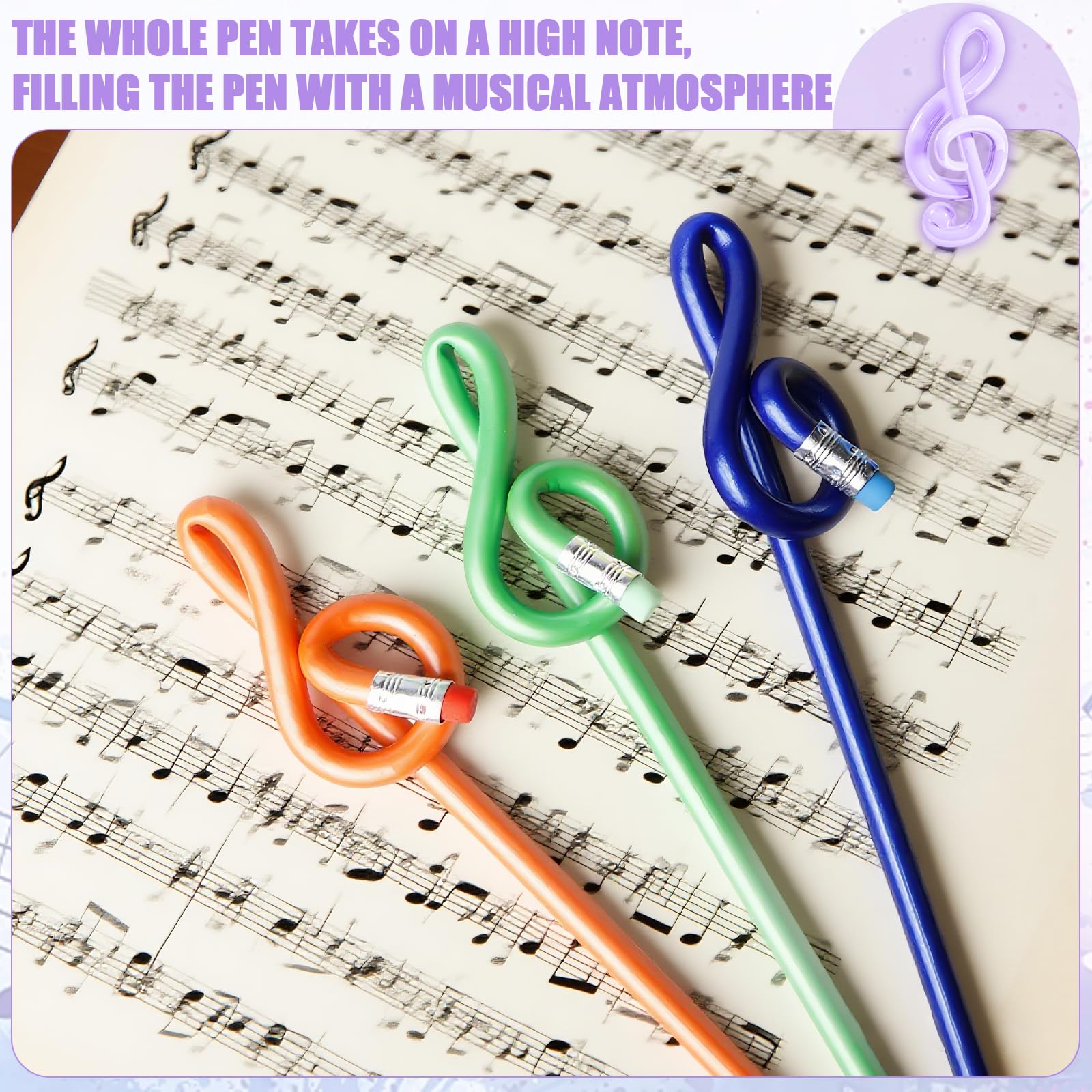 24 Matite Musicali Con Note E Pianoforte: HB In Legno, Perfette Per Scuola E Insegnanti - 5