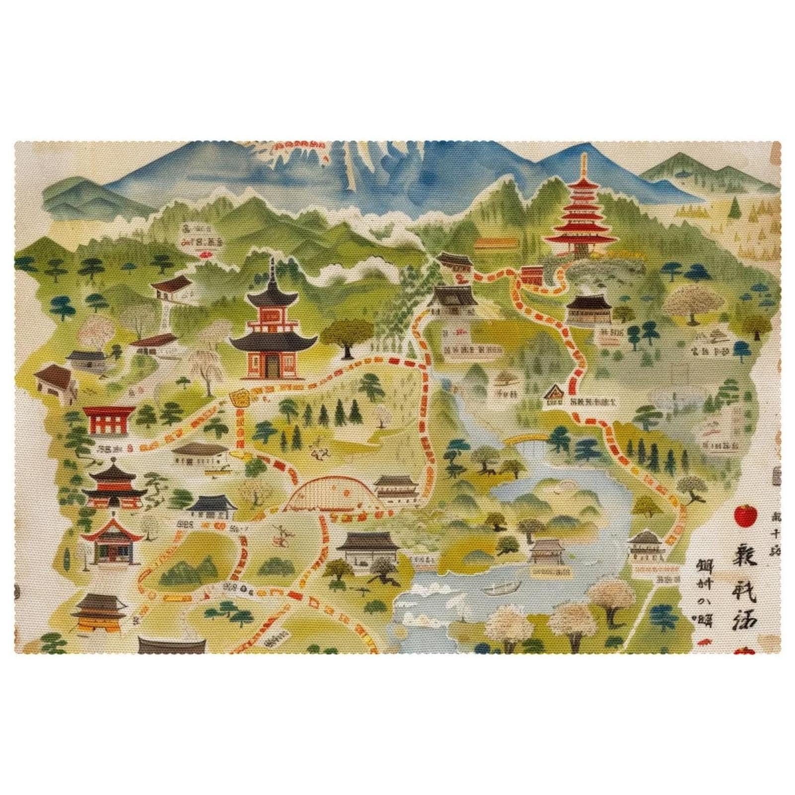 Sets de table carte voyage japonaise 30,5x45,7 cm protection table design lavable