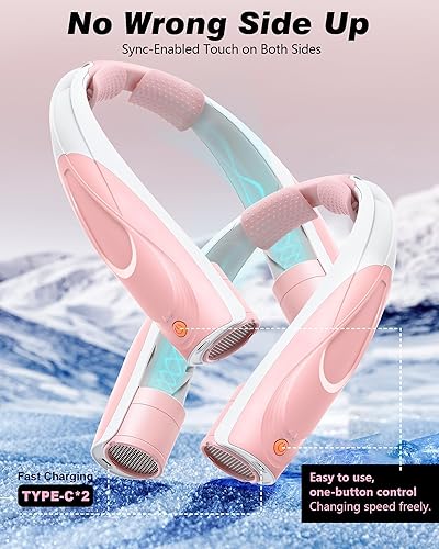 Miniatura 6 de Ventilador de cuello personal, portátil, con 6 velocidades IA, batería de larga duración de 6000 mAh para enfriamiento rápido, recargable por USB-C,