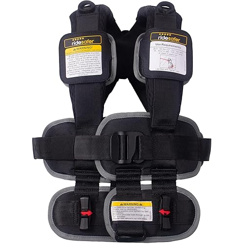 RideSafer Travel Vest Gen 6 - Small (26.5-50 lbs) - Black - Lightweight Portable Child Safety Car Seat for Travel, Rental Cars, Rideshares