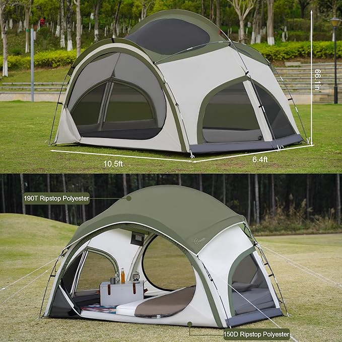 Carpa para camping 3-4 personas con puertas y ventanas de malla miniatura 2