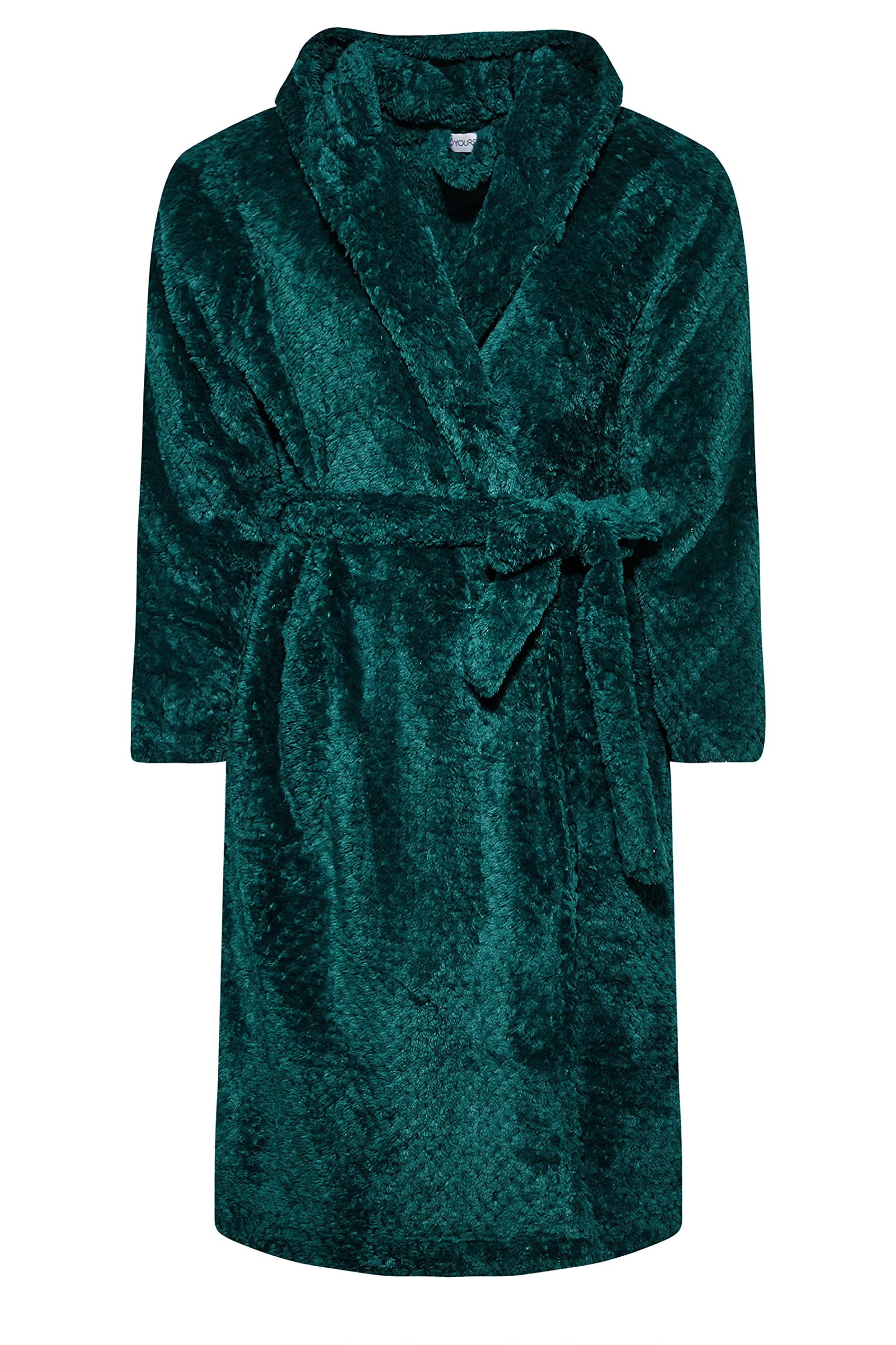 YoursCurve Luxury Warm Emerald Fluffy Soft Waffle Fleece Hooded Dressing Gown Bath Robe With Pockets- Women's - Plus Size Pink