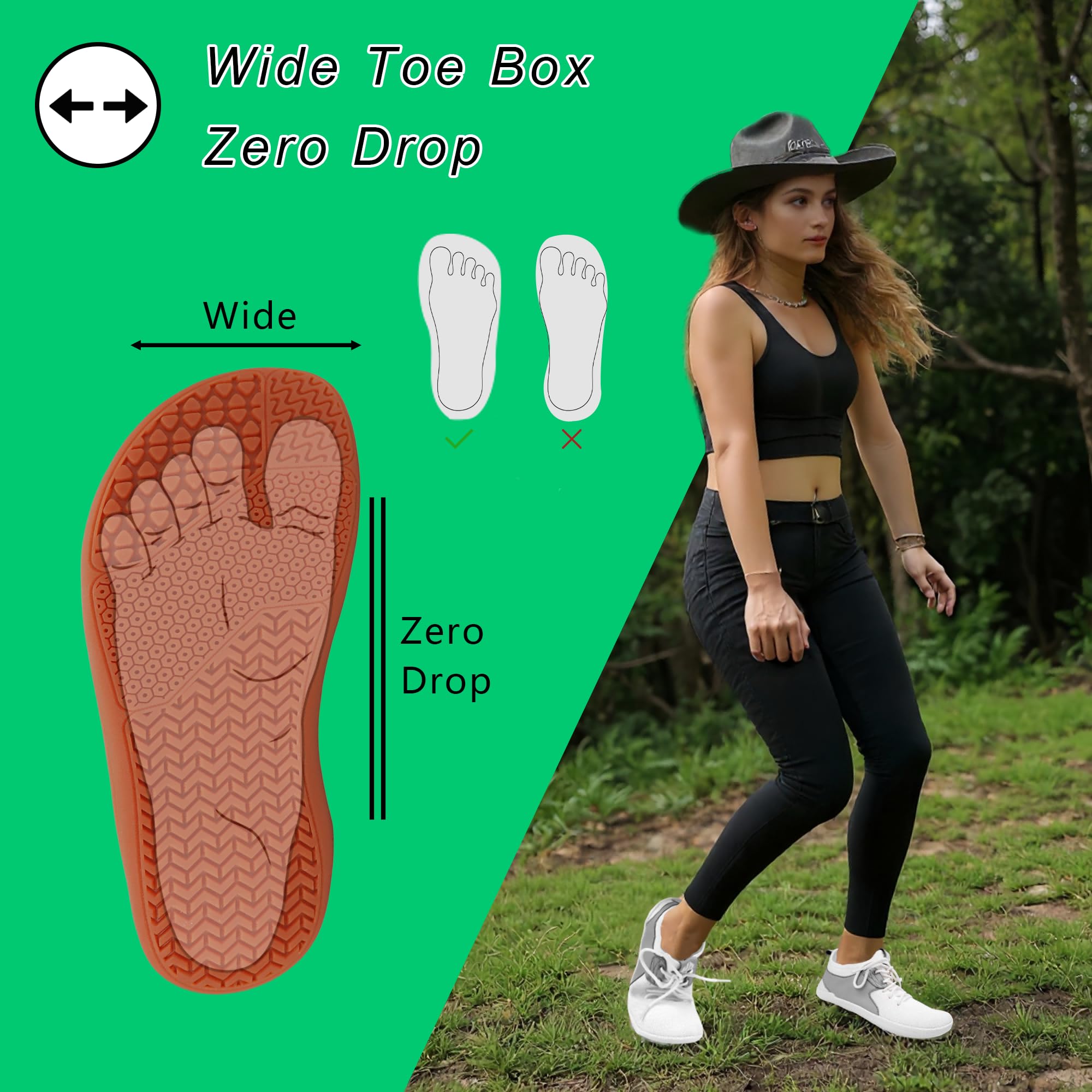 Chaussures Pieds Nus Minimalistes Homme Femme Légère Respirantes Antidérapantes Barefoot Shoes Pieds Larges sans Dénivelé pour Fitness Marche Randonnée Trail
