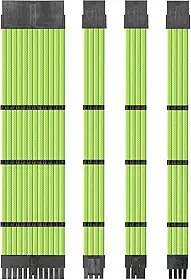 upHere Kit de extensão de cabo PSU cabo de manga personalizado fonte de alimentação extensão 18 AWG 24-PIN 4+4 pinos 6+2 pinos com pentes - verde (50 cm), SC503