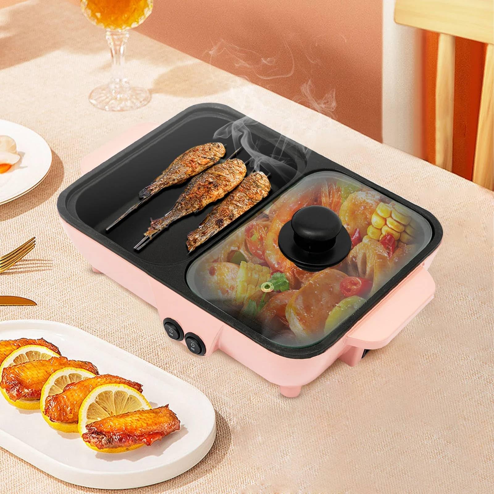 Mann Mart‚Smokeless Electric Hot Pot & Grill: 2-in-1 Non-Stick Baking Pan for Kitchen Cooking & BBQ-image-42