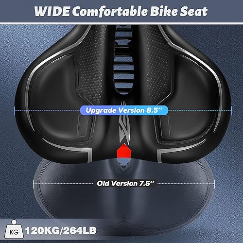 Miniatura 4 de IPOW Asiento de bicicleta cómodo para mujeres u hombres, repuesto de silla de bicicleta acolchado suave de espuma viscoelástica de alta densidad con