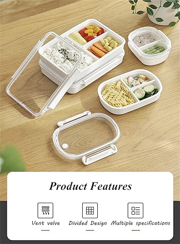 Miniatura 5 de Lonchera dividida, 3 compartimentos para preparar comidas para niños y adultos, contenedores de almacenamiento de alimentos para la escuela,