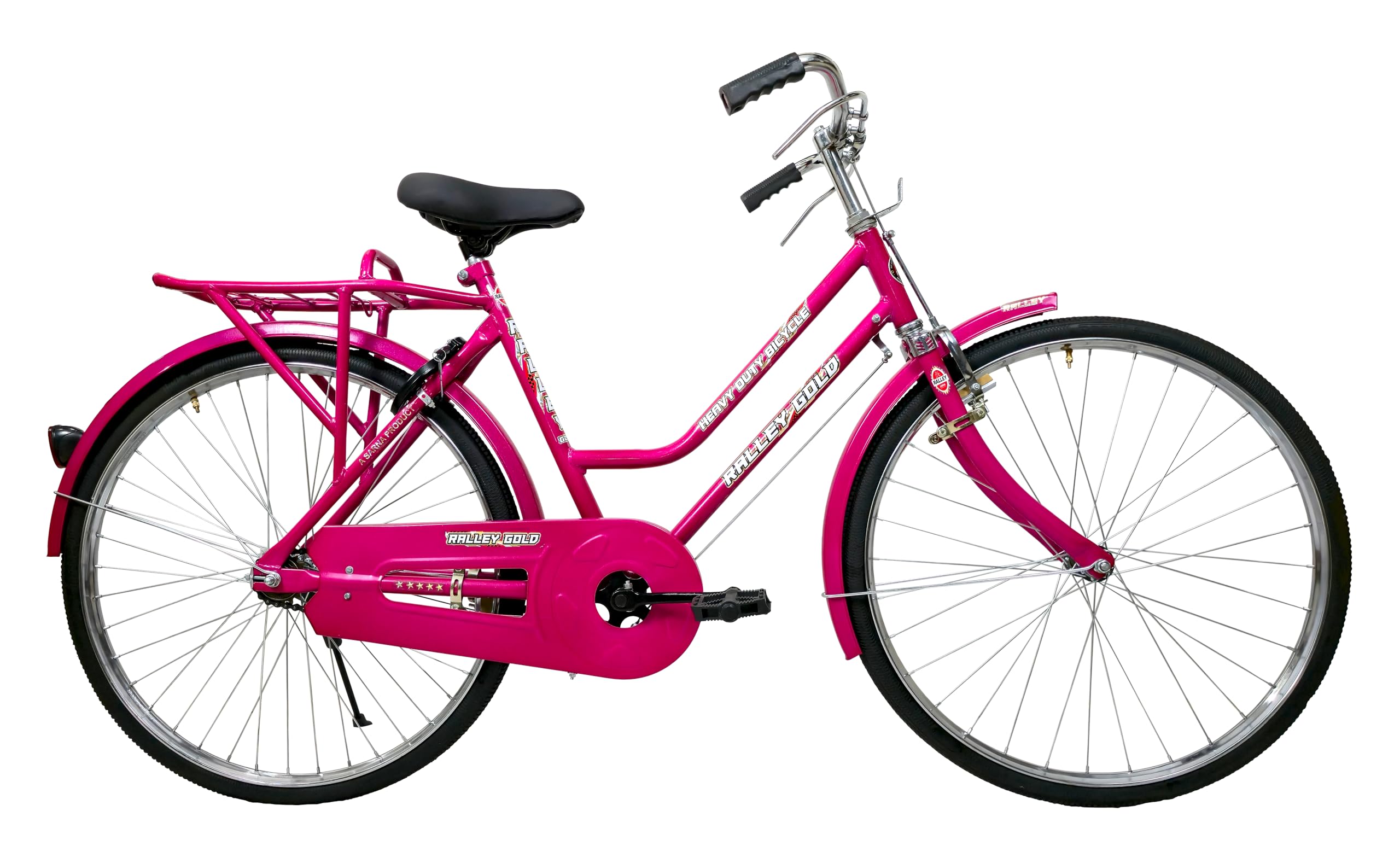 RALLEY GOLD Popular 50cm (20 Inch) Ladies Bicycle | with in-Built Carrier, Stand and Lock | Frame Size : 20 Inch, Tyre Size : 26x1.5 inches-image-5