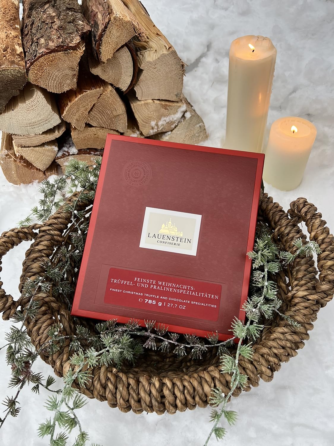 Lauensteiner Weihnachts-Auslese | 800g handgefertigte Trüffel und Pralinen, 10fach sortiert mit und ohne Alkohol | Ideales Geschenk für Frauen und Männer, 1er Pack