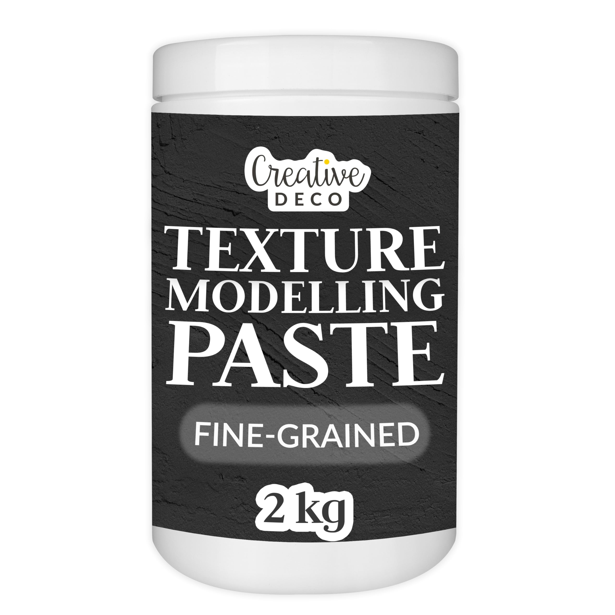 Creative Deco Fine-Grained Texture Paste 2 kg | Black Filler Paste for Acrylic Painting | Fine Paste for Art Projects, Acrylic Paint, DIY, 3D Effects, Textures | Easy to Apply with a Palette Knife