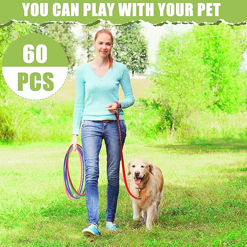 Miniatura 7 de Wettarn 60 anillos de plástico grandes para lanzar anillos de carnaval multicolor para niños, juegos de práctica de velocidad y agilidad, juegos de