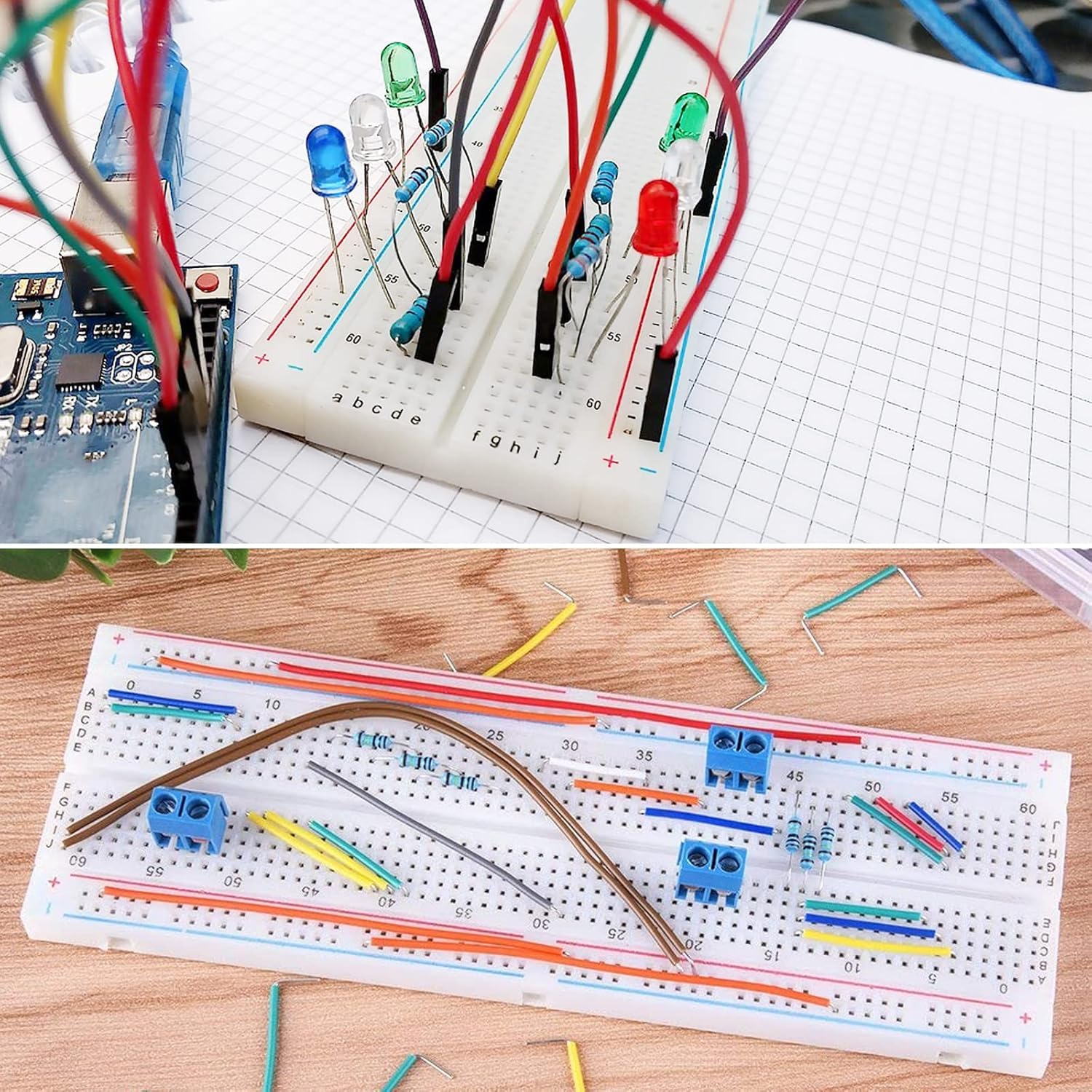 830 punti Breadboard,senza saldatura Breadboard Breadboard Kit con cavo jumper wire,adattatore di alimentazione,cavo DC,per test elettronici fai da te Mini Breadboard