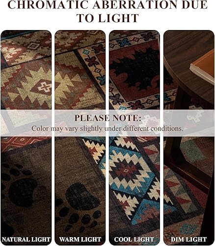 Miniatura 4 de YIHOUSE Alfombra rústica de 5 x 7 pulgadas, lavable a máquina, antideslizante, con patrón de estampado de pelo bajo, alfombra del suroeste para sala