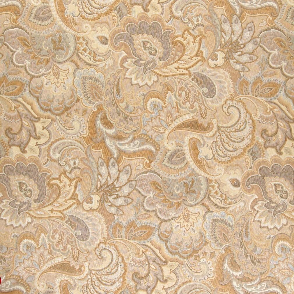 A0025C Gold and Beige Abstract Floral Upholstery Fabric by The Yard