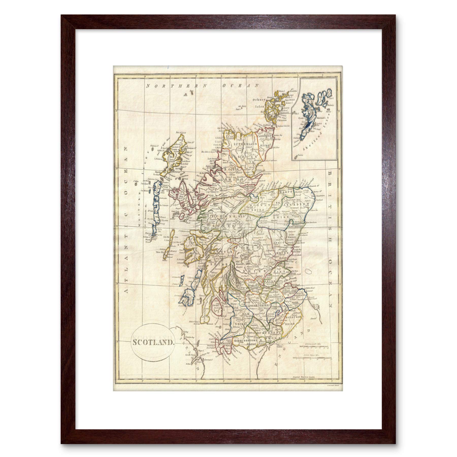 Wee Blue Coo 1799 Clement Cruttwell Map Scotland Framed Wall Art Print