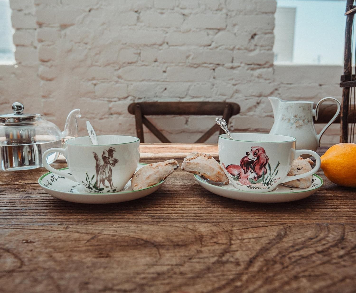 Disney Lady and the Tramp Bone China Teacup and Saucer, Set of 2 | Tea Party With Coffee, Espresso, Mocha - Image 4