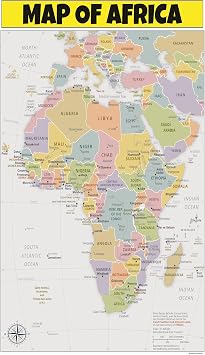 Map of Africa 18x24 - Laminated Wall Map Poster Print Perfect for Classrooms and Homes - Vivid Imagery with Bright Colors