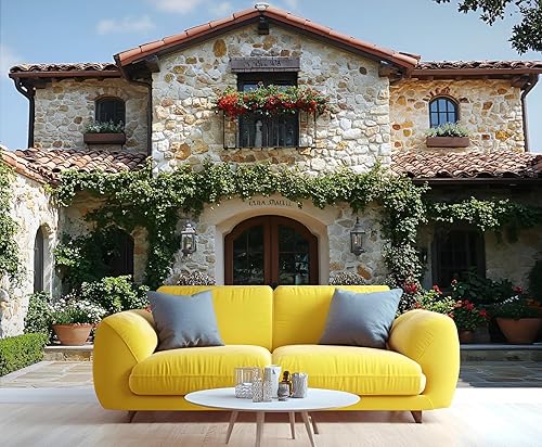 Miniatura 10 de KIREUPA Mural de pared vintage con puerta de hierro de glicina, mural de pared 3D de jardín floral rústico, mural de papel tapiz de puerta antigua