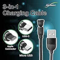 Vista 4 de BoxWave Cable compatible con Samsung Galaxy S22 Ultra 5G - MagnetoSnap AllCharge, cable de carga magnético USB tipo C Micro USB para Samsung Galaxy
