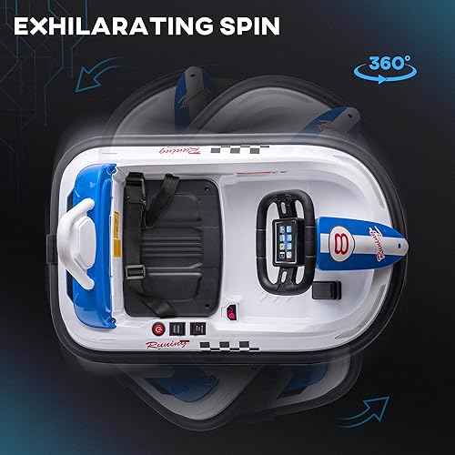 Miniatura 3 de Aosom Coche de parachoques para niños pequeños, rotación de 360 de 6 V, auto eléctrico para niños con bordes de parachoques de EVA, motor gemelos,