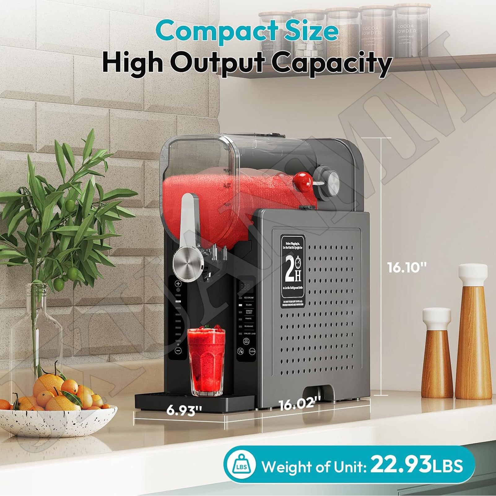 Machine a Granita, 6-in-1 Slush Machine, Capacité 2.5L, 6 Programmes Prédéfinis, pour Maison Restaurant Café, 220V,42cm(L) x19cm(W) x42cm(H)