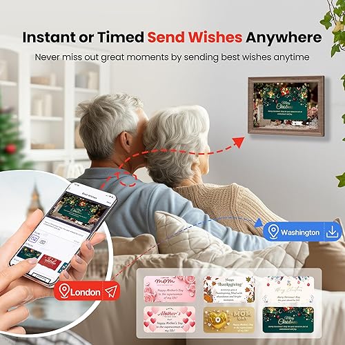 Miniatura 6 de Uhale - Marco de fotos digital de 32 GB de almacenamiento de 10.1 pulgadas con WiFi de madera, marcos de fotos electrónicos, ranura para tarjeta SD,