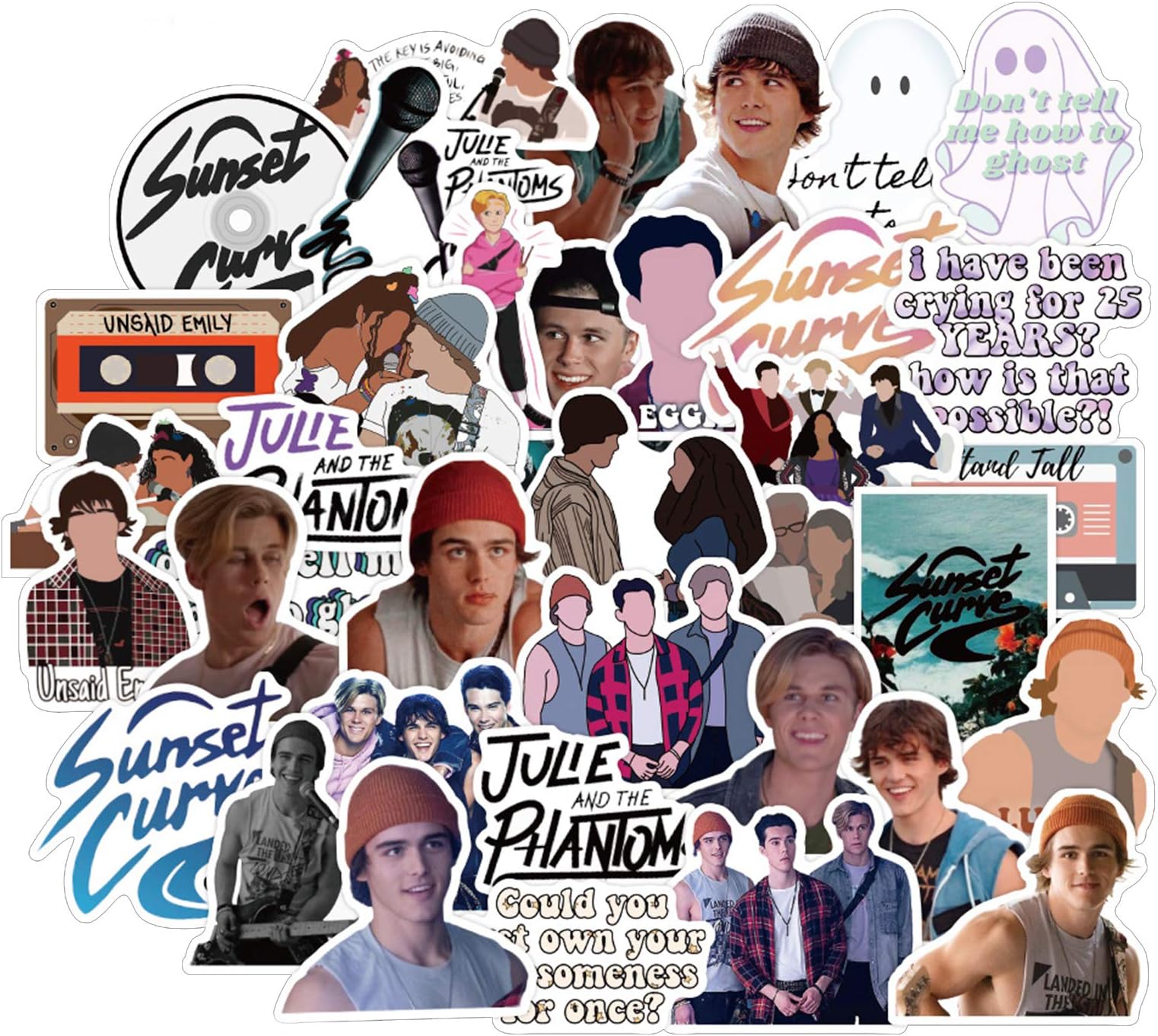 GreenfJulie and The Phantoms Stickers 50 Pcs Waterproof, Removable,Lovely,Beautiful,Stylish Teen Stickers, Suitable for Boys and Girls in Water Bottles, Phones,Guitar, Suitcase Durable Vinyl