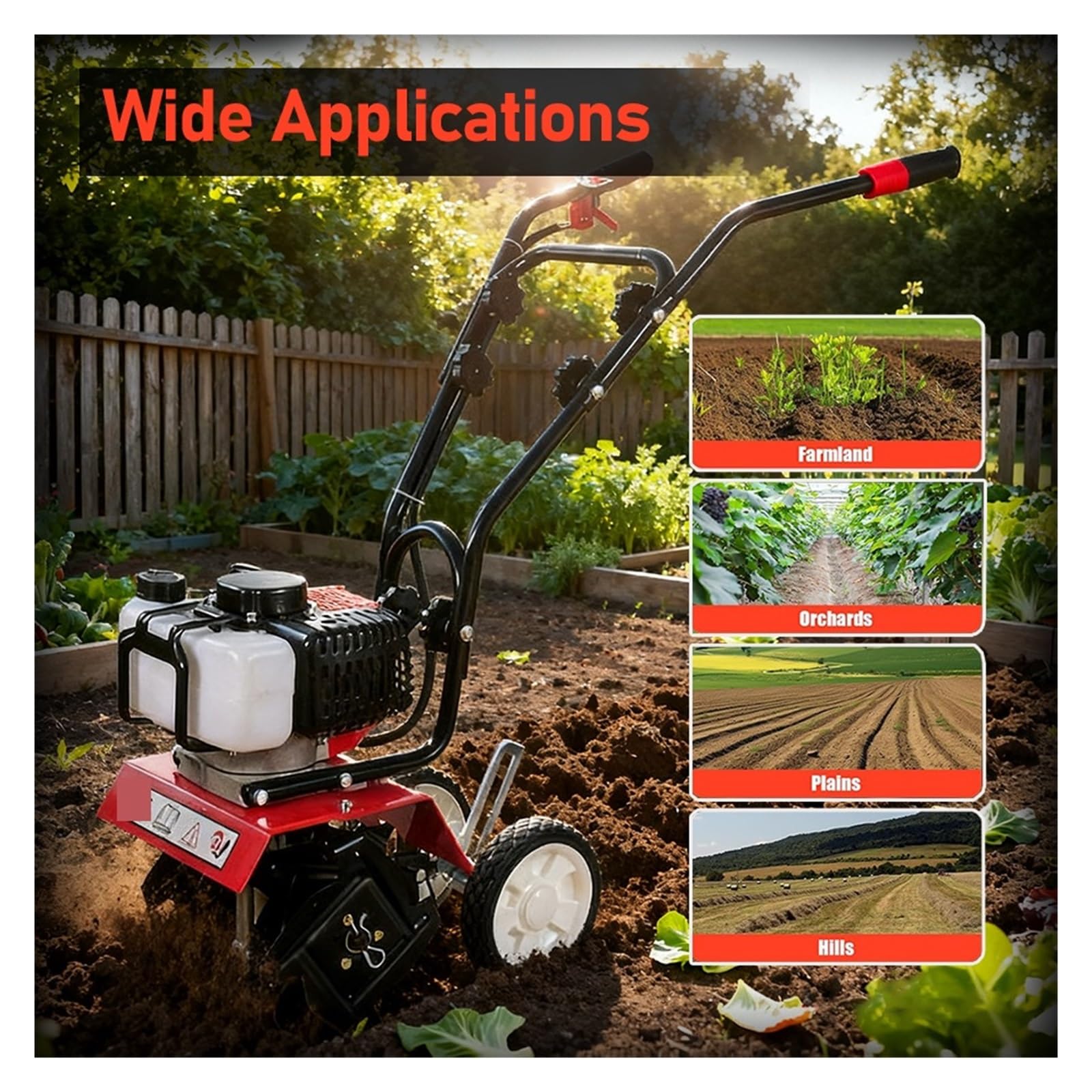 Mini coltivatore rotativo per giardino, attrezzatura agricola multifunzione, strumento di aratura potente per agricoltura, ideale per piccole aziende agricole e giardinaggio in cortile