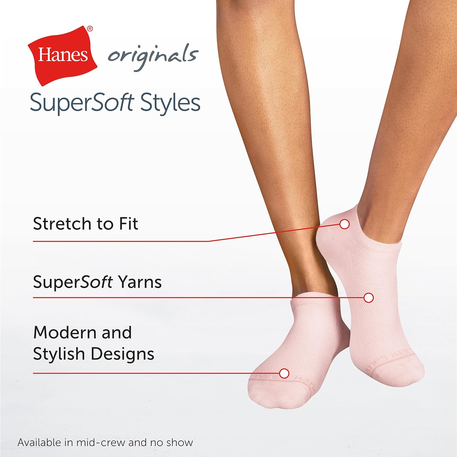Hanes womens Supersoft Socks, Stretch No Show and Mid Crew Socks, 6-pairs - Image 3
