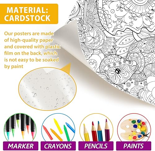 Miniatura 3 de Pósteres gigantes para colorear con mandala para niños y adultos, animales africanos, mantel para colorear de bricolaje, mandala animales, póster