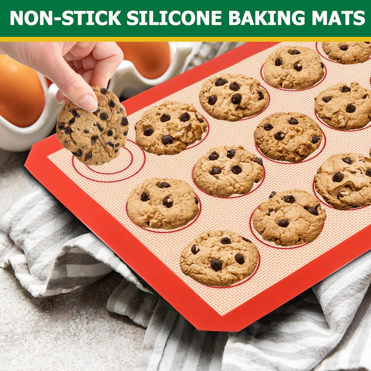 TeamFar Stainless Steel Baking Sheet with Rack Set, 10.5/12.5/16 Inch Baking Pan with Wire Rack & Silicone Baking Mat for Oven Baking, Cookies Sheets Set of 9 (3 Sheets + 3 Racks + 3 Mats), Easy Clean
