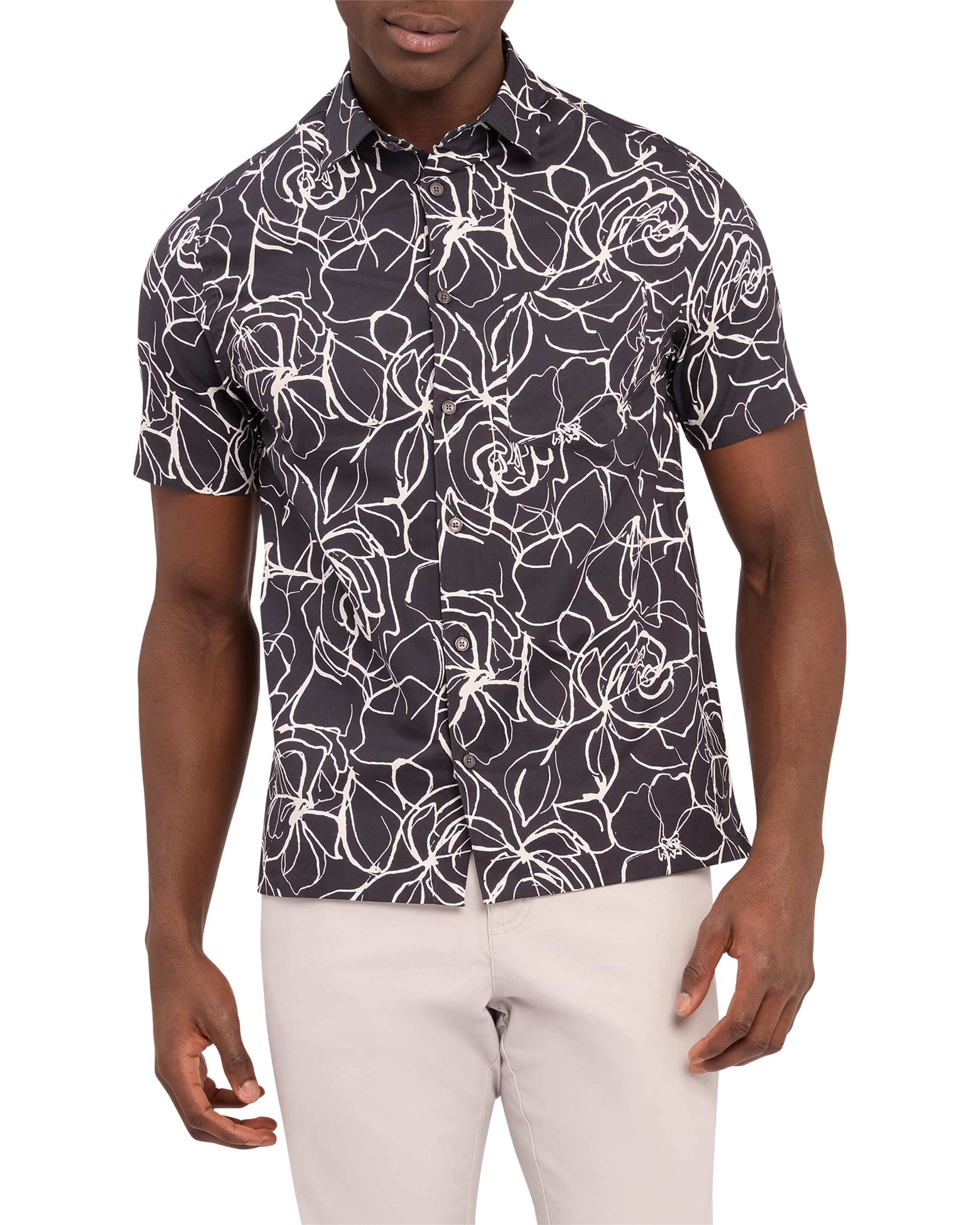 Ted Baker Men' Blue Short-Sleeve Patterned Shirt in Size S, Sports Direct