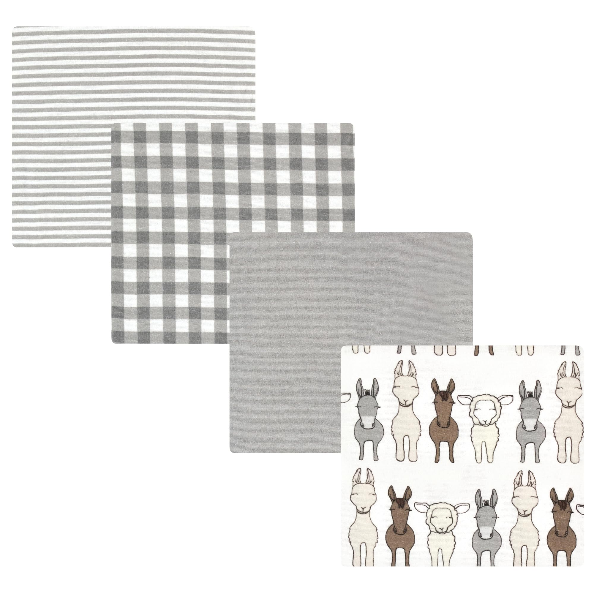Hudson Baby Unisex Baby Cotton Poly Flannel Receiving Blankets, Farm Friends Cream, One Size