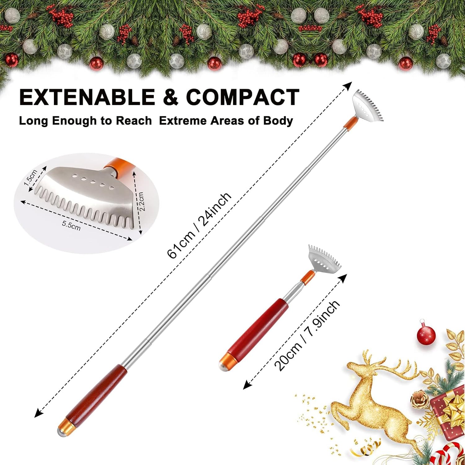 Back Scratcher Wooden with Massage Roller