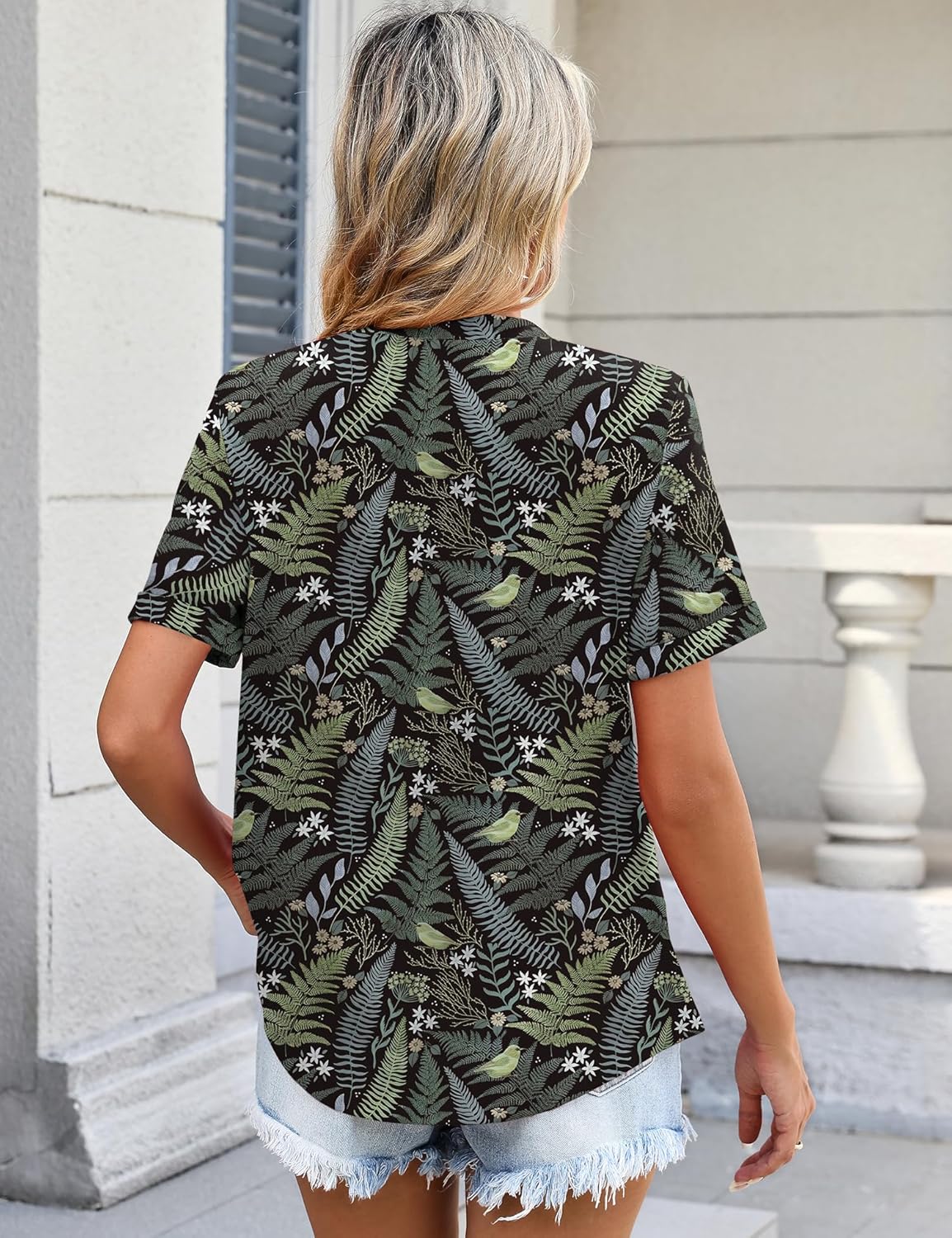 AKEWEI Womens Tops Short Sleeve Shirts for Women V Neck Business Casual Tunic Spring Fashion Clothes 2026 - Image 4