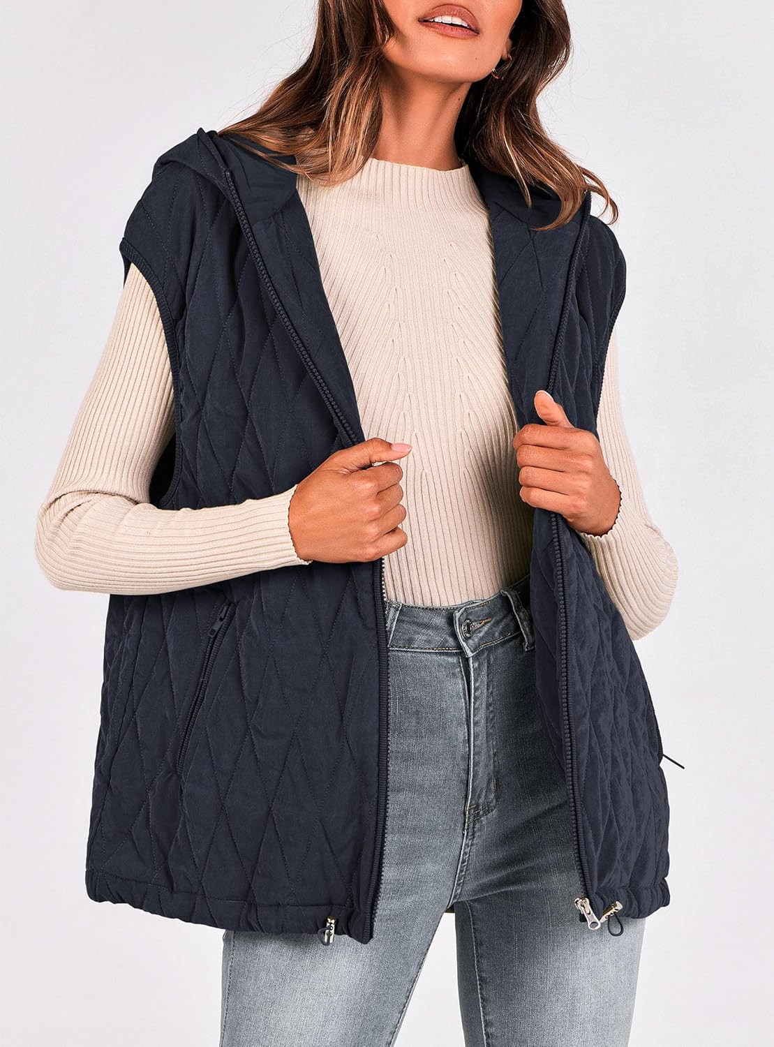 PRETTYGARDEN Women's 2026 Fall Spring Vest Casual Sleeveless Hooded Zip Up Jacket Trendy Winter Coat Outerwear - Image 5