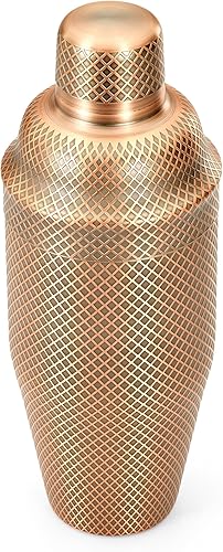Miniatura 3 de Barfly Juego de coctelera japonesa de 3 piezas con entramado de diamante (24 onzas23.7 fl oz), cobre antiguo