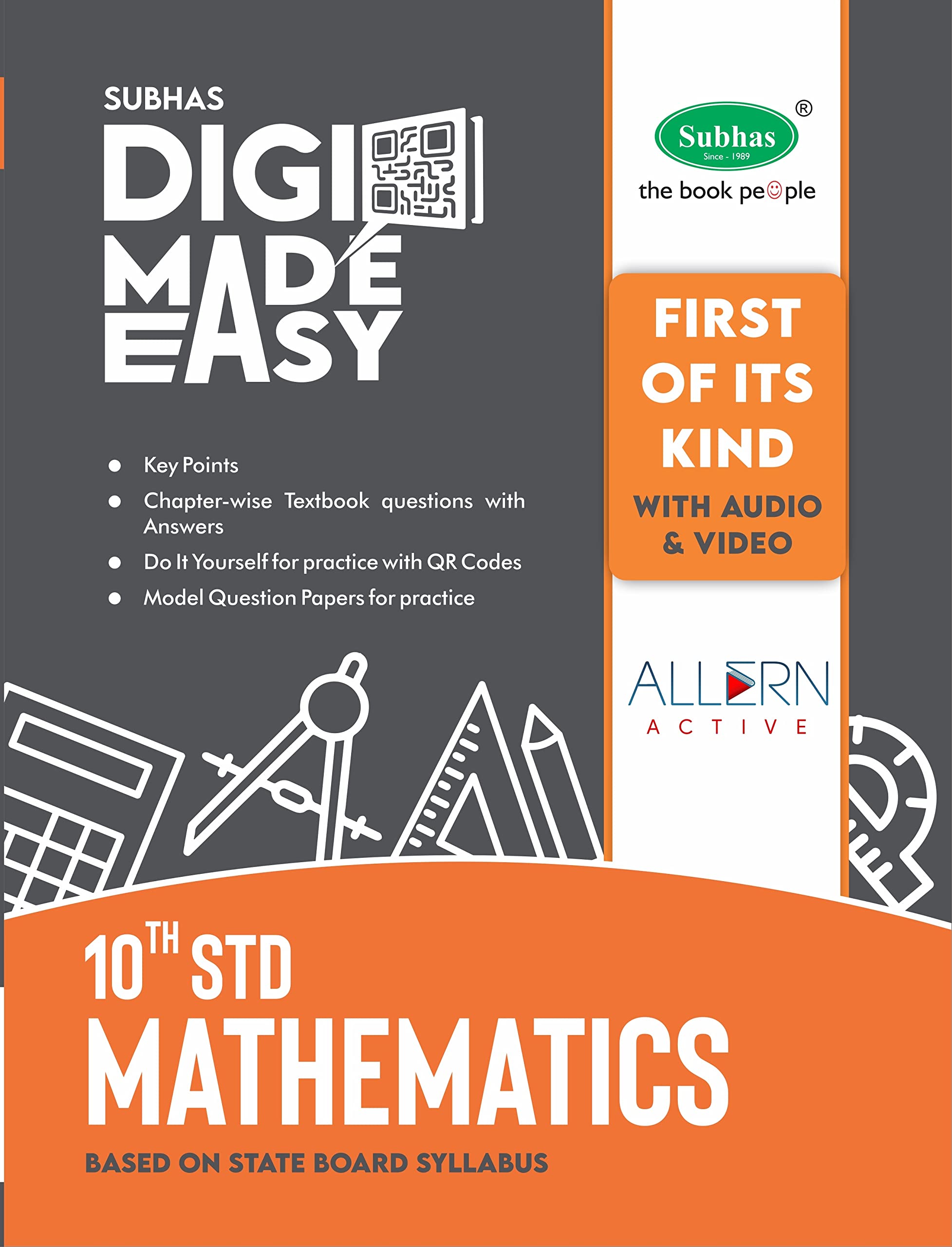 SUBHAS PUBLISHING HOUSE PVT. LTD. Digi Made Easy Mathematics Study Material Book With Chapterwise Question & Solved Answers For Class 10th Std / SSLC, Part I & Part II (Based on State Board Syllabus)