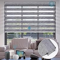 Vista 13 de SmartWings Persianas motorizadas de cebra, compatibles con HomeKit, Alexa, SmartThings, Google, persianas transparentes con control remoto, 50%